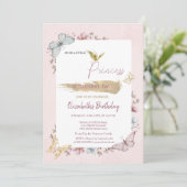 Prinses Bloemen Vlinders Roze Verjaardag Kaart (Staand voorkant)