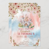 Prinses Bloemenkasteel Waterverf Verjaardag Kaart (Voorkant / Achterkant)