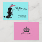 * Prinses Blue/Pink Crown Calling Card * Contactkaartje (Voorkant / Achterkant)