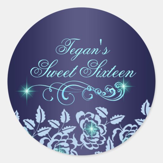 Prinses Blue Rose Sweet 16 Envelope Sticker (Voorkant)