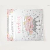 Prinses Blush Bloemenkroon Zilveren Kroon Baby Geb Wandkleed (Voorkant (horizontaal))