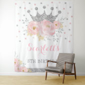 Prinses Blush Bloemenkroon Zilveren Kroon Baby Geb Wandkleed (In situ)