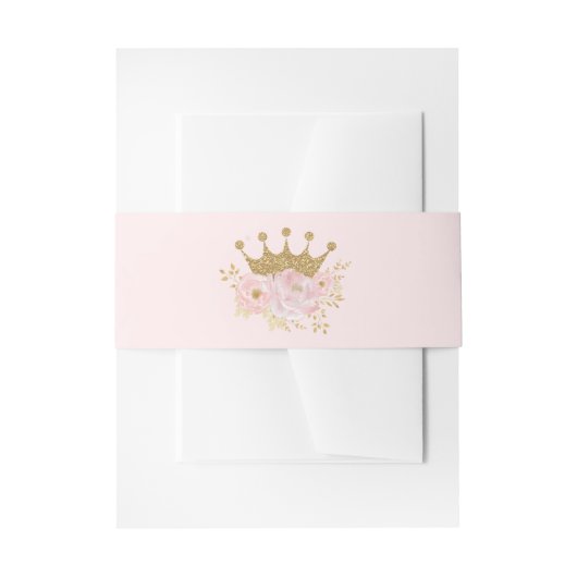  prinses Blush Pink Gold Baby Girl Birthday Uitnodigingen Wikkel (Voorkant Voorbeeld)