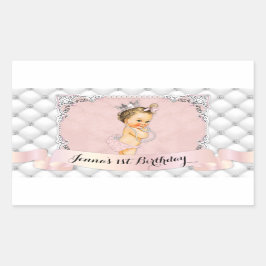 Prinses Blush Roze Diamanten Parels Rechthoekige Sticker