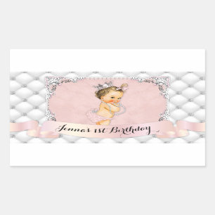 Prinses Blush Roze Diamanten Parels Rechthoekige Sticker