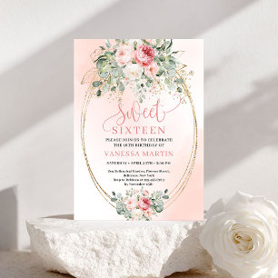 Prinses Blush Roze Goud Zoete 16 Verjaardagsuitnod Kaart