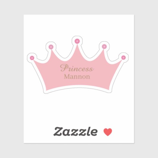 Prinses Blush Roze Gouden Kroon Tiara Aangepaste N Sticker (Vel)
