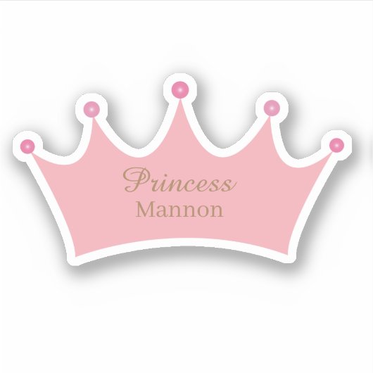 Prinses Blush Roze Gouden Kroon Tiara Aangepaste N Sticker (Voorkant)
