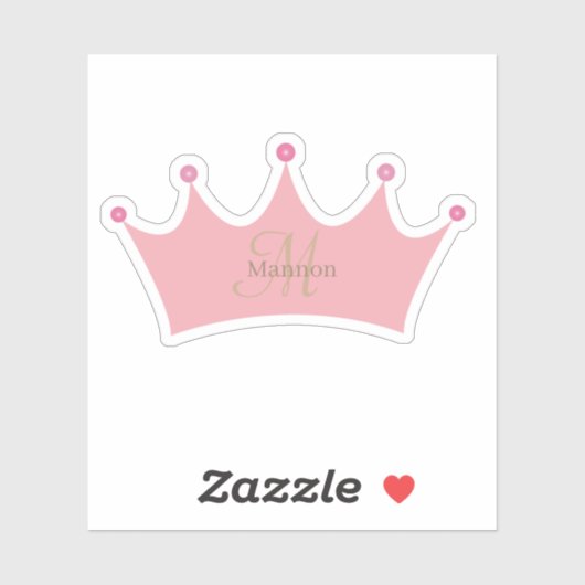 Prinses Blush Roze Gouden Kroon Tiara Monogram Sticker (Vel)