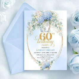 Prinses Boheem Pastel Blauwe Bloem 60e Verjaardag Kaart