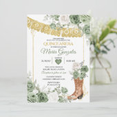 Prinses Boot Sage Groene Quinceañera Uitnodiging (Staand voorkant)