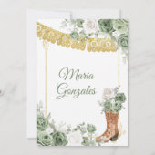 Prinses Boot Sage Groene Quinceañera Uitnodiging (Achterkant)