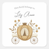 Prinses Carriage boekplaat Vierkante Sticker (Voorkant)