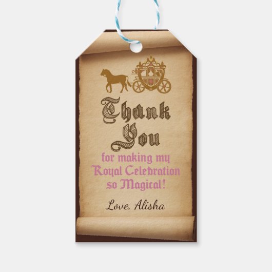 Prinses Carriage Favor Tag Cadeaulabel (Voorkant)