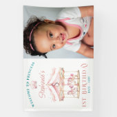 Prinses Carrousel Magisch 1e Verjaardag Welkom Spandoek (Verticaal)
