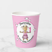 Prinses Cartoon 1e Verjaardag Etnisch Meisje Papieren Bekers (Voorkant)