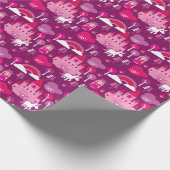 prinses castle en unicorn regenboog cadeaupapier (Hoek)