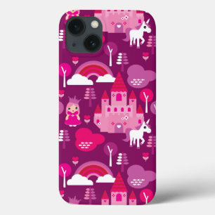 prinses castle en unicorn regenboog iPhone 13 hoesje