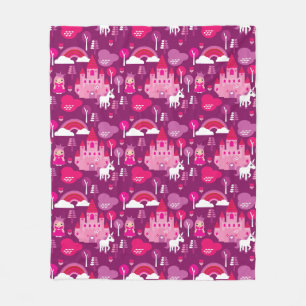 prinses castle en unicorn regenboog fleece deken