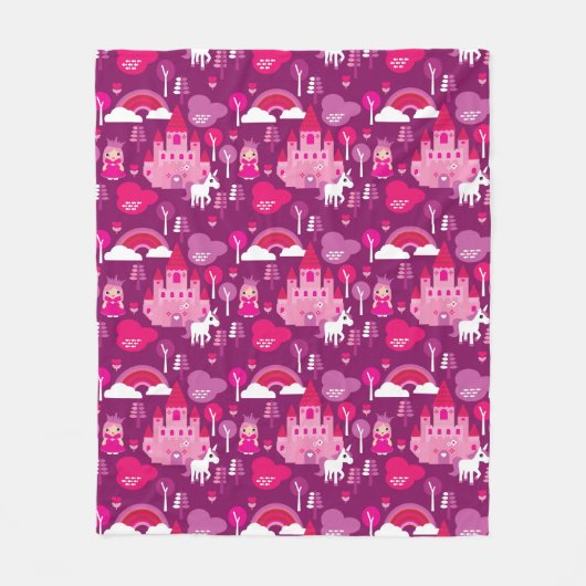 prinses castle en unicorn regenboog fleece deken (Voorkant)