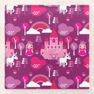 prinses castle en unicorn regenboog glazen onderzetter