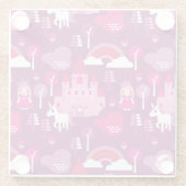 prinses castle en unicorn regenboog glazen onderzetter (Achterkant)