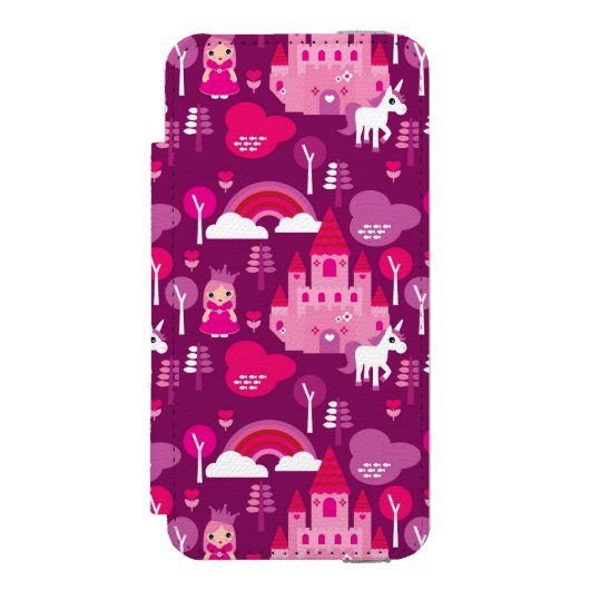prinses castle en unicorn regenboog incipio iPhone portemonnee hoesje (Voorkant Agenda)