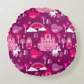 prinses castle en unicorn regenboog rond kussen (Voorkant)