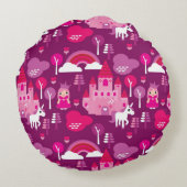 prinses castle en unicorn regenboog rond kussen (Achterkant)