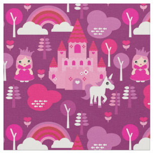 prinses castle en unicorn regenboog stof