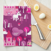prinses castle en unicorn regenboog theedoek (Quarter Fold)