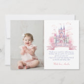 Prinses Castle Meisje Verjaardagsfoto Dank u kaart (Voorkant)