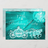 Prinses Coach & Paarden & Disco Bal 17e verjaardag Kaart (Voorkant / Achterkant)