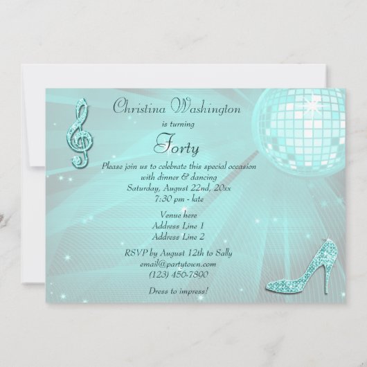 Prinses Coach & Paarden & Disco Bal 40e Verjaardag Kaart (Achterkant)