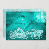Prinses Coach & Paarden & Disco Bal 70e Verjaardag Kaart (Voorkant / Achterkant)