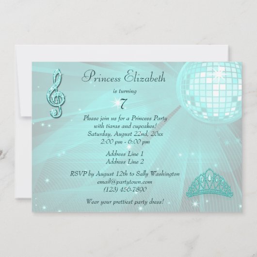 Prinses Coach, Paarden & Disco Bal Verjaardag Kaart (Achterkant)