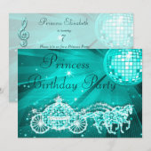 Prinses Coach, Paarden & Disco Bal Verjaardag Kaart (Voorkant / Achterkant)