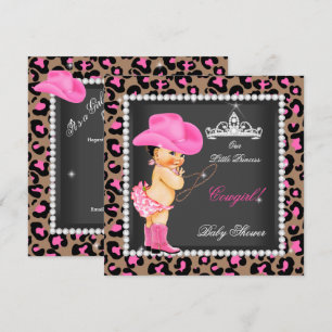 Prinses Cowgirl Baby Shower Roze Bruin Bruin Haar Kaart
