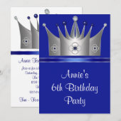 Prinses Crown 6e verjaardag uitnodiging 6e verjaar (Voorkant / Achterkant)