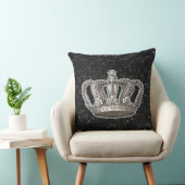  prinses Crown Black Faux Glitter Sparkle Kussen (Stoel)
