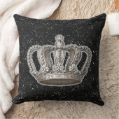  prinses Crown Black Faux Glitter Sparkle Kussen (Deken)
