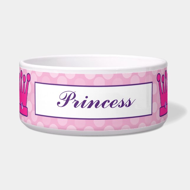  prinses Crown Personalized Dog Bowls Voerbakje (Voorkant)