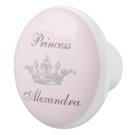  prinses Crown Pink & Gray Persoonsnaam Keramische Knop