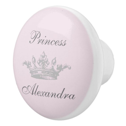 prinses Crown Pink & Gray Persoonsnaam Keramische Knop (Rechts)