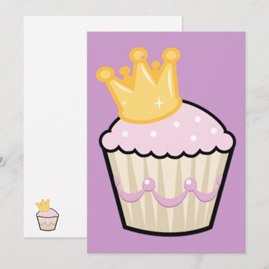 prinses cupcake met kroon (Voorkant / Achterkant)