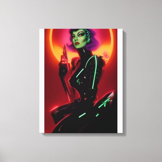 Prinses Cybrella op het Cyberpunk Bal Canvas Afdruk (Voorkant)