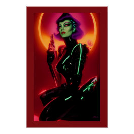 Prinses Cybrella op het Cyberpunk Bal Perfect Poster