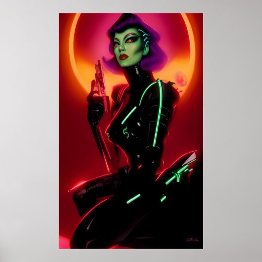 Prinses Cybrella op het Cyberpunk Bal Poster (Voorkant)