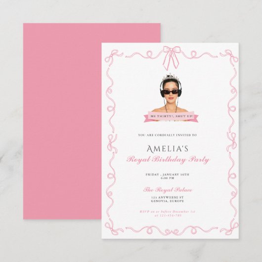 Prinses Dagboeken 30e verjaardag Milenial Uitnodig Kaart (Voorkant / Achterkant)