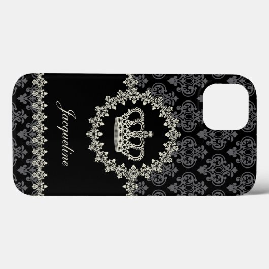  prinses Damask Crown Case-Mate iPhone Case (Achterkant (horizontaal))